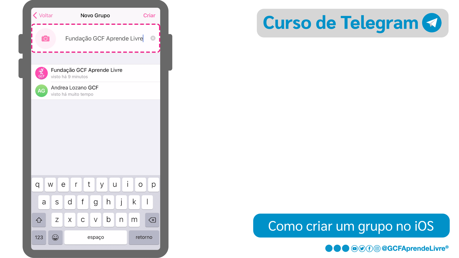 Como criar um grupo do Telegram no iOS - passo 5